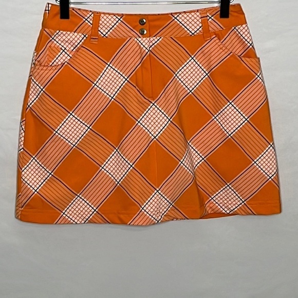 Slazenger Orange Plaid Golf/Tennis/Athleisure Skort - Size 2 - Picture 1 of 7